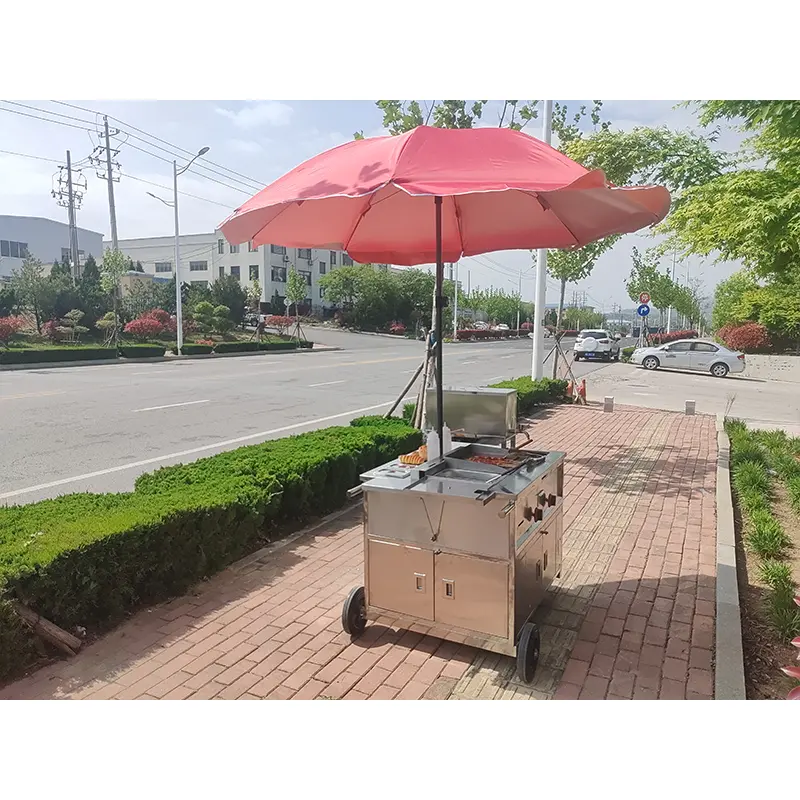 Hot Dog Umbrella Push Cart
