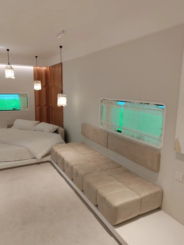 Fiberglass camper trailer interior layout